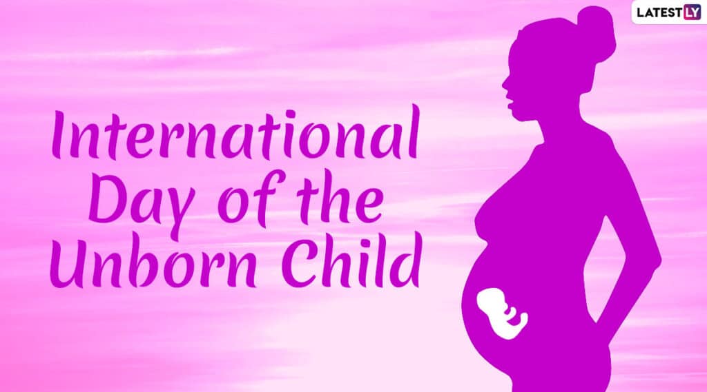 Zobrazení těhotné ženy s textem "Mezinárodní den nenarozeného dítěte"