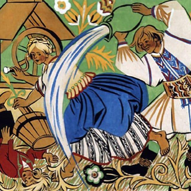 Velikonoční pondělí v Polsku - oblévačka, ilustrace