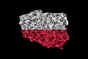 Mapa Polska v národních barvách