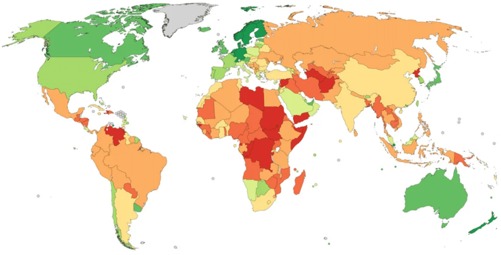 Data nejvíce korupčně zasažených zemí na světě.